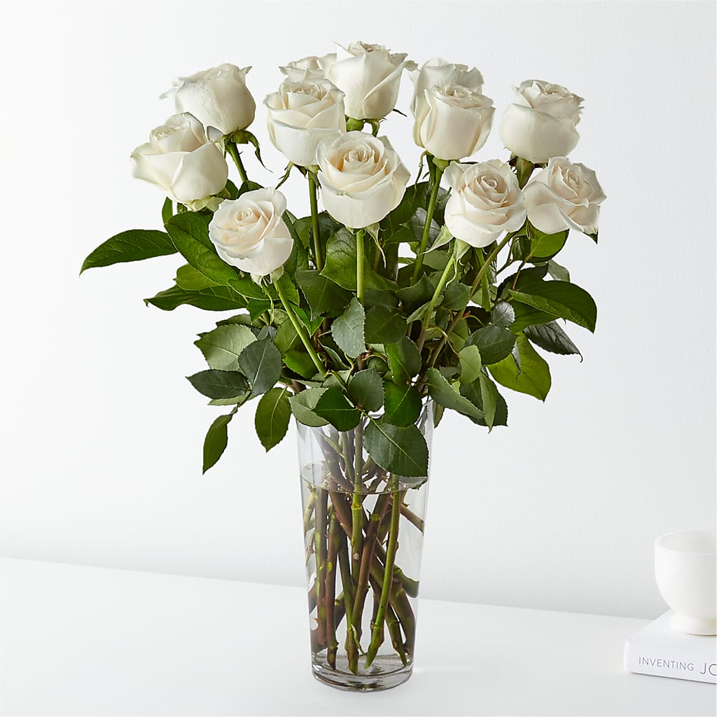 Long Stem White Rose Bouquet – Fleuriste Boutique Du Moulin, L'ile-perrot PQ