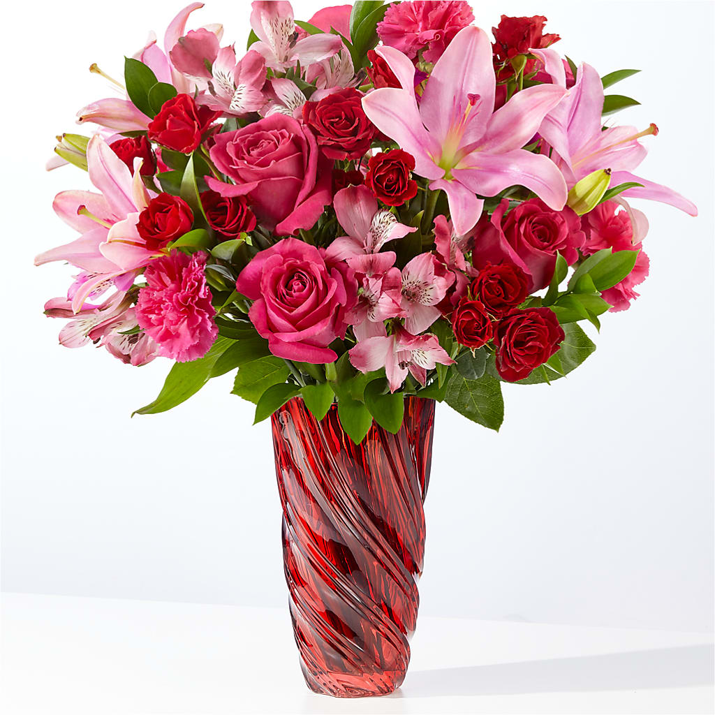 In Love Bouquet with Luxe Swirl Vase – Fleuriste Boutique Du Moulin, L'ile-perrot PQ