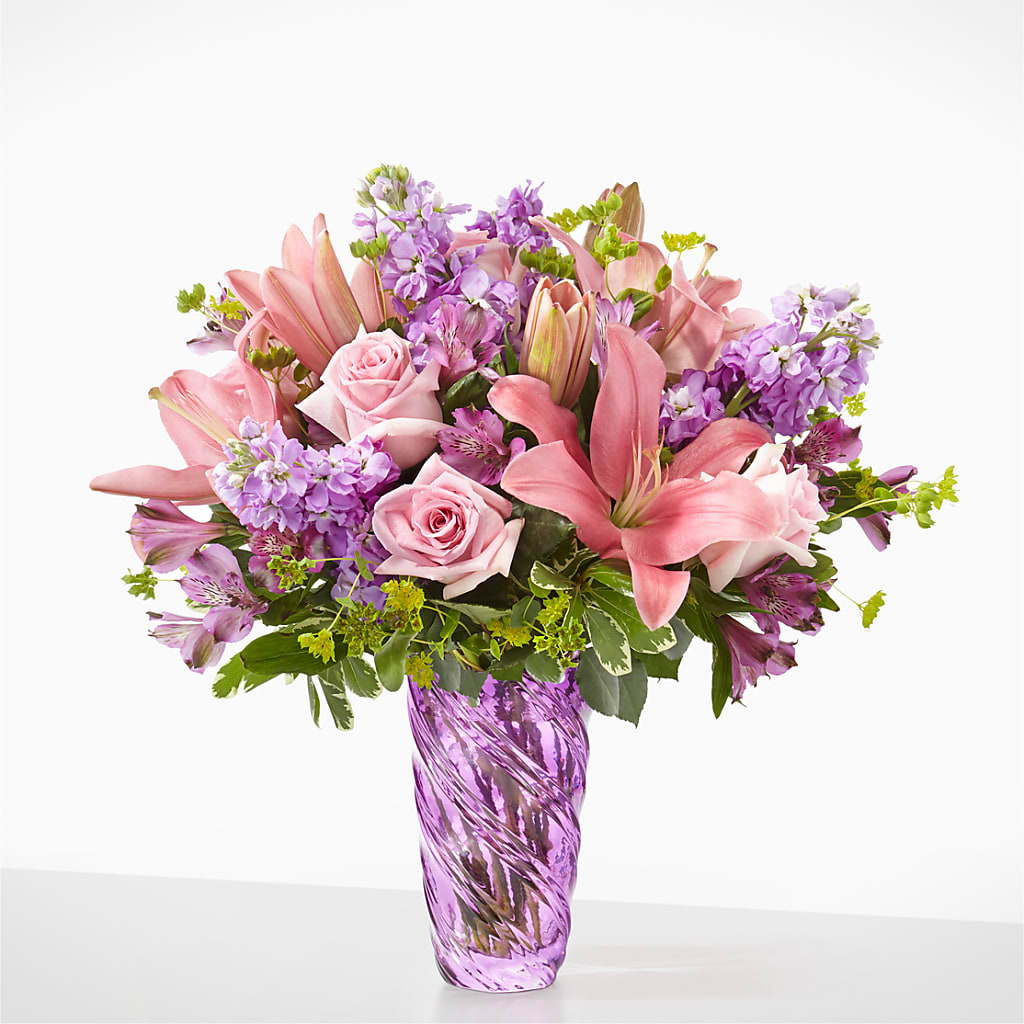 Precious Petals Bouquet with Luxe Swirl Vase – Fleuriste Boutique Du Moulin, L'ile-perrot PQ