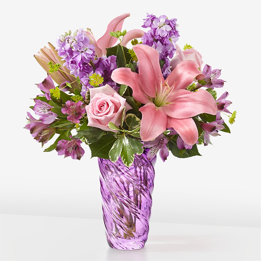 Precious Petals Bouquet with Luxe Swirl Vase – Fleuriste Boutique Du Moulin, L'ile-perrot PQ